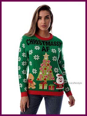 Ugly Christmas Sweater Women's Pullover Crew Neck 3D Detail